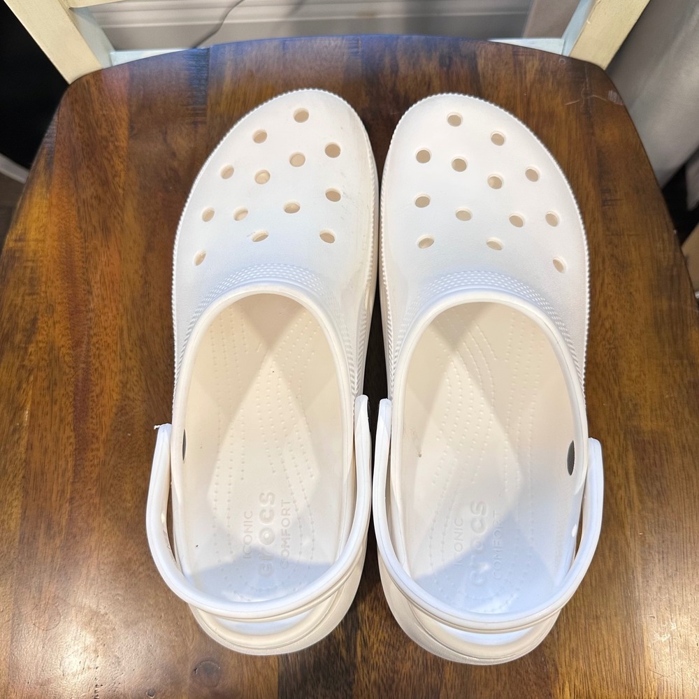 Crocs Classic Crush Clog Women Size 11 White Platform Chunky 206750 - Picture 3 of 12